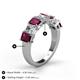 4 - Aria Emerald Cut Rhodolite Garnet and Asscher Cut Diamond 7 Stone Wedding  Band 