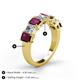 4 - Aria Emerald Cut Rhodolite Garnet and Asscher Cut Diamond 7 Stone Wedding  Band 