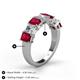 4 - Aria Emerald Cut Ruby and Asscher Cut Diamond 7 Stone Wedding  Band 