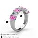 4 - Aria Emerald Cut Pink Sapphire and Asscher Cut Diamond 7 Stone Wedding  Band 