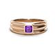 1 - Zion 5.00 mm Asscher Cut Amethyst Solitaire Men Wedding Band 