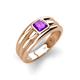 3 - Zion 5.00 mm Asscher Cut Amethyst Solitaire Men Wedding Band 