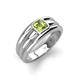 3 - Zion 5.00 mm Asscher Cut Peridot Solitaire Men Wedding Band 