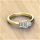 3 - Daria 6x4 mm Emerald Cut Forever Brilliant Moissanite and Diamond Side Gallery Work Three Stone Engagement Ring 