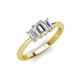 4 - Daria 6x4 mm Emerald Cut Forever Brilliant Moissanite and Diamond Side Gallery Work Three Stone Engagement Ring 