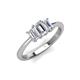 4 - Daria 6x4 mm Emerald Cut Forever One Moissanite and Diamond Side Gallery Work Three Stone Engagement Ring 