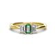 1 - Daria 6x4 mm Emerald Cut Lab Created Alexandrite and Diamond Side Gallery Work Three Stone Engagement Ring 