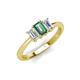 4 - Daria 6x4 mm Emerald Cut Lab Created Alexandrite and Diamond Side Gallery Work Three Stone Engagement Ring 