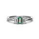 1 - Daria 6x4 mm Emerald Cut Lab Created Alexandrite and Diamond Side Gallery Work Three Stone Engagement Ring 