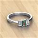 3 - Daria 6x4 mm Emerald Cut Lab Created Alexandrite and Diamond Side Gallery Work Three Stone Engagement Ring 