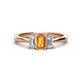 1 - Daria 6x4 mm Emerald Cut Citrine and Diamond Side Gallery Work Three Stone Engagement Ring 