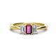 1 - Daria 6x4 mm Emerald Cut Rhodolite Garnet and Diamond Side Gallery Work Three Stone Engagement Ring 