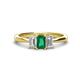 1 - Daria 6x4 mm Emerald Cut Emerald and Diamond Side Gallery Work Three Stone Engagement Ring 