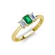 4 - Daria 6x4 mm Emerald Cut Emerald and Diamond Side Gallery Work Three Stone Engagement Ring 