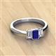 3 - Daria 6x4 mm Emerald Cut Blue Sapphire and Diamond Side Gallery Work Three Stone Engagement Ring 