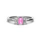 1 - Daria 6x4 mm Emerald Cut Pink Sapphire and Diamond Side Gallery Work Three Stone Engagement Ring 