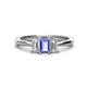 1 - Daria 6x4 mm Emerald Cut Tanzanite and Diamond Side Gallery Work Three Stone Engagement Ring 