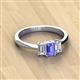 3 - Daria 6x4 mm Emerald Cut Tanzanite and Diamond Side Gallery Work Three Stone Engagement Ring 