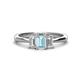1 - Daria 6x4 mm Emerald Cut Aquamarine and Diamond Side Gallery Work Three Stone Engagement Ring 