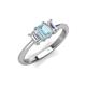 4 - Daria 6x4 mm Emerald Cut Aquamarine and Diamond Side Gallery Work Three Stone Engagement Ring 