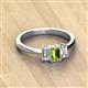 3 - Daria 6x4 mm Emerald Cut Peridot and Diamond Side Gallery Work Three Stone Engagement Ring 