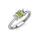 4 - Daria 6x4 mm Emerald Cut Peridot and Diamond Side Gallery Work Three Stone Engagement Ring 