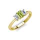 4 - Daria 6x4 mm Emerald Cut Peridot and Diamond Side Gallery Work Three Stone Engagement Ring 
