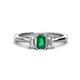 1 - Daria 6x4 mm Emerald Cut Emerald and Diamond Side Gallery Work Three Stone Engagement Ring 