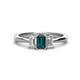 1 - Daria 6x4 mm Emerald Cut London Blue Topaz and Diamond Side Gallery Work Three Stone Engagement Ring 