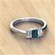 3 - Daria 6x4 mm Emerald Cut London Blue Topaz and Diamond Side Gallery Work Three Stone Engagement Ring 