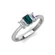 4 - Daria 6x4 mm Emerald Cut London Blue Topaz and Diamond Side Gallery Work Three Stone Engagement Ring 