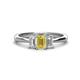 1 - Daria 6x4 mm Emerald Cut Yellow Sapphire and Diamond Side Gallery Work Three Stone Engagement Ring 