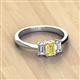 3 - Daria 6x4 mm Emerald Cut Yellow Sapphire and Diamond Side Gallery Work Three Stone Engagement Ring 