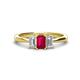 1 - Daria 6x4 mm Emerald Cut Ruby and Diamond Side Gallery Work Three Stone Engagement Ring 
