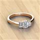 3 - Daria 6x4 mm Emerald Cut Forever Brilliant Moissanite and Lab Grown Diamond Side Gallery Work Three Stone Engagement Ring 