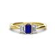 1 - Daria 6x4 mm Emerald Cut Blue Sapphire and Lab Grown Diamond Side Gallery Work Three Stone Engagement Ring 