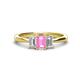 1 - Daria 6x4 mm Emerald Cut Pink Sapphire and Lab Grown Diamond Side Gallery Work Three Stone Engagement Ring 