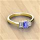 3 - Daria 6x4 mm Emerald Cut Tanzanite and Lab Grown Diamond Side Gallery Work Three Stone Engagement Ring 