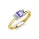 4 - Daria 6x4 mm Emerald Cut Tanzanite and Lab Grown Diamond Side Gallery Work Three Stone Engagement Ring 