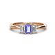 1 - Daria 6x4 mm Emerald Cut Tanzanite and Lab Grown Diamond Side Gallery Work Three Stone Engagement Ring 