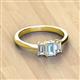 3 - Daria 6x4 mm Emerald Cut Aquamarine and Lab Grown Diamond Side Gallery Work Three Stone Engagement Ring 