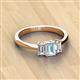 3 - Daria 6x4 mm Emerald Cut Aquamarine and Lab Grown Diamond Side Gallery Work Three Stone Engagement Ring 