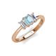 4 - Daria 6x4 mm Emerald Cut Aquamarine and Lab Grown Diamond Side Gallery Work Three Stone Engagement Ring 