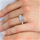 6 - Daria 6x4 mm Emerald Cut Aquamarine and Lab Grown Diamond Side Gallery Work Three Stone Engagement Ring 