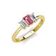 4 - Daria 6x4 mm Emerald Cut Pink Tourmaline and Lab Grown Diamond Side Gallery Work Three Stone Engagement Ring 