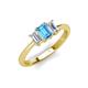 4 - Daria 6x4 mm Emerald Cut Blue Topaz and Lab Grown Diamond Side Gallery Work Three Stone Engagement Ring 