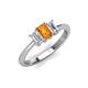 4 - Daria 6x4 mm Emerald Cut Citrine and Lab Grown Diamond Side Gallery Work Three Stone Engagement Ring 