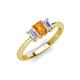 4 - Daria 6x4 mm Emerald Cut Citrine and Lab Grown Diamond Side Gallery Work Three Stone Engagement Ring 