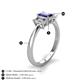 5 - Daria 6x4 mm Emerald Cut Iolite and Lab Grown Diamond Side Gallery Work Three Stone Engagement Ring 