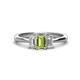 1 - Daria 6x4 mm Emerald Cut Peridot and Lab Grown Diamond Side Gallery Work Three Stone Engagement Ring 